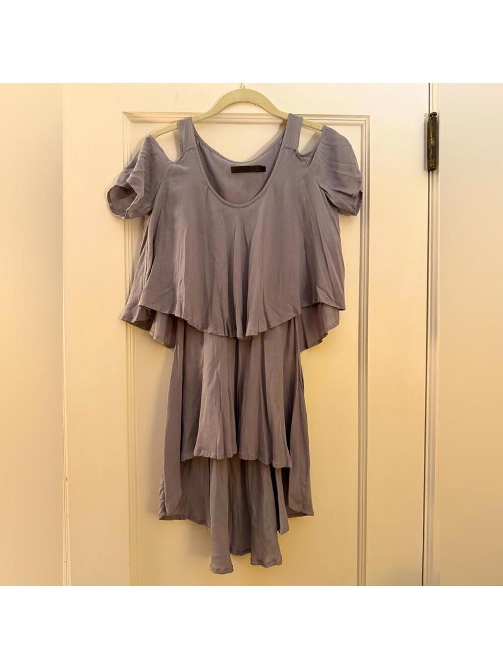 Nicholas K lilac gray double tiered short sleeved tunic dress XS
